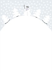 winter landscapes with snowman and white space for your text