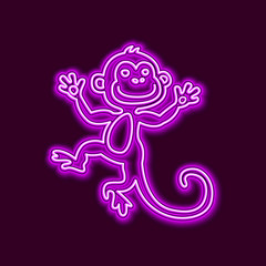Vector Illustration of 2016 new year Outline neon light BAckground for Design, Website, Banner. Holiday party Element Template. Chinese horoscope Monkey silhouette