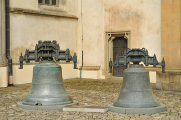 Obraz premium Bardejov bells in front of St Gilles basilica