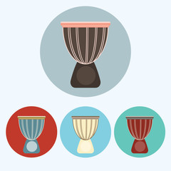 Djembe colorful icon set