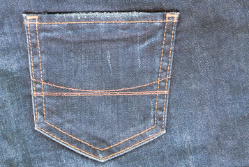 Blue jeans jacket pocket