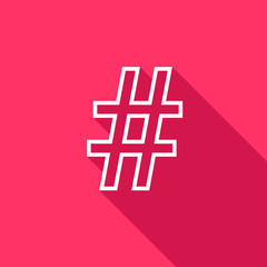Fototapeta premium Hashtag sign outline, vector icon, on colorful pink background