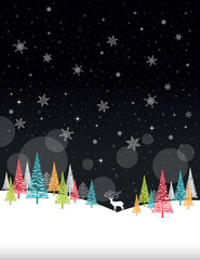 Christmas Winter Frame - Illustration. Vector illustration of Christmas Winter Background. Christmas Card Black nature - No text Portrait. 