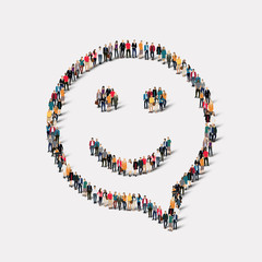 group  people shape  chat bubbles smile