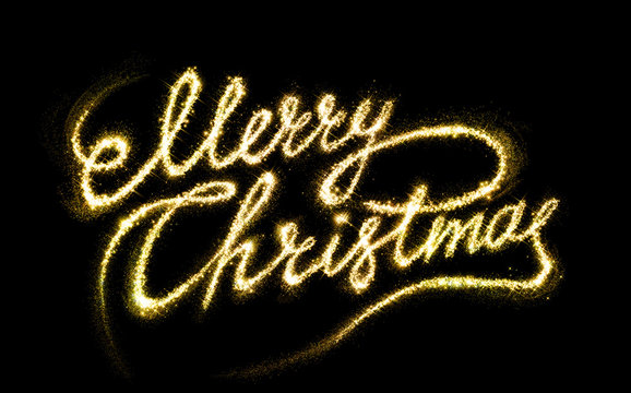 Merry Christams gold fire writing