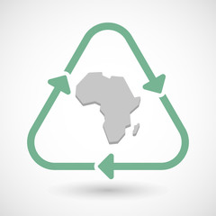 line art recycle sign vector icon with  a map of the african con