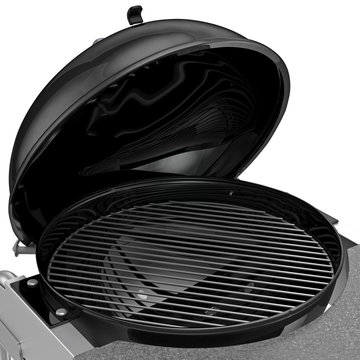 Charcoal Grill With Folding Metal Lid For Roasting, Zoomed View