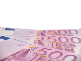 Five hundred euro banknotes isolated on white