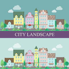 City landscape vector illustration.