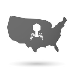 isolated USA vector map icon with a virus