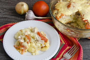 Chicken breast with vegetables and cheese