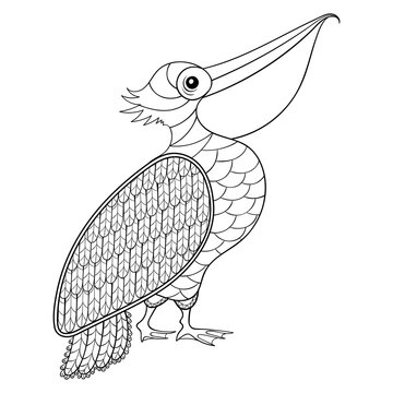 recommend clip art: Coloring page with Pelican, zentangle illustartion for adult Col