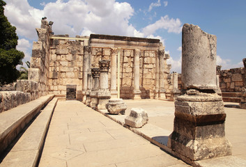 Ruins of ancient synagogue in Capernaum, Israel. - 95247884
