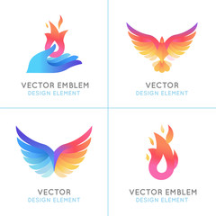 Phoenix birds and fire icons