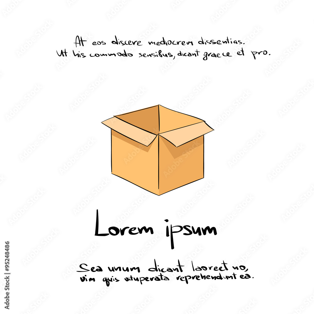 Poster box open hand draw color icon vector