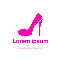 High Heel Women Shoes Pink Icon Logo Vector