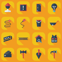 Flat concept, set modern design with shadow construction