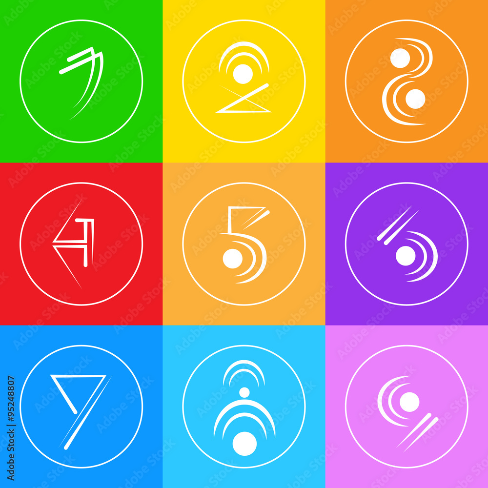 Aufkleber abstract logo icons set thin line simple colorful collection minimalistic style