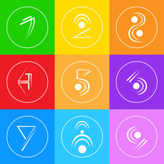 Obraz premium Abstract Logo Icons Set Thin Line Simple Colorful Collection Minimalistic Style