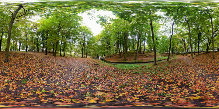 Spherical panorama of the Central park in Kaliningrad (Konigsber