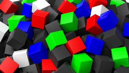3D colorful cubes pile abstract background