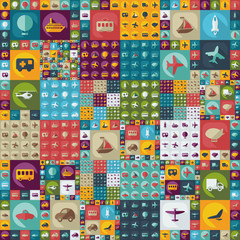 assembly icons of transport delivery set collection