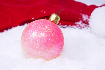 Christmas balls in the snow