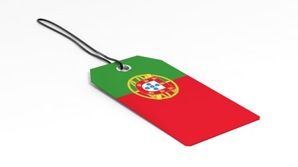Made in Portugal price tag with national flag, isolated on white background.