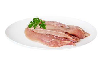 escalopes de dindes crues sur assiette