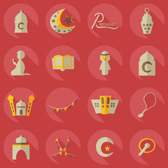 Flat concept, set modern design with shadow islam