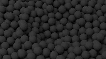 3D black  spheres pile, isolated on white with copy-space