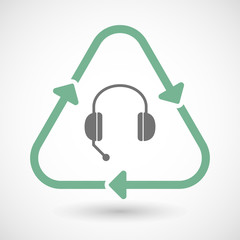 line art recycle sign vector icon with  a hands free phone devic