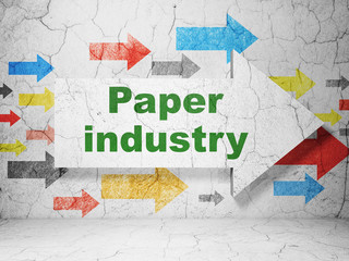 Manufacuring concept: arrow with Paper Industry on grunge wall background