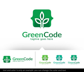 Green Code Logo Template Vector Design 