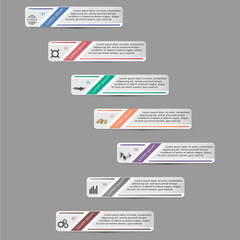 Colorful infographics template for business with 7 options or steps. Vector illustration can be used for infographic, banner, poster, web design, brochure, diagram, graph, presentation and chart