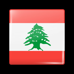 Flag of Lebanon. Glassy Icon Square Shape. This is File from the