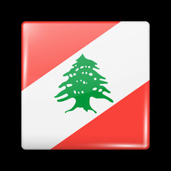 Flag of Lebanon. Glassy Icon Square Shape. This is File from the