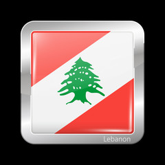 Flag of Lebanon. Metallic Icon Square Shape. This is File from t