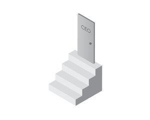 Isometric Stairs CEO room door on the Top - 95252608