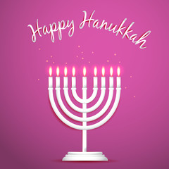 Hanukkah vector 3d candles, traditional religious holiday greeting card