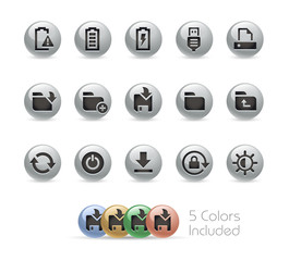 Web and Mobile Icons 3 // Metal Round Series - Vector file includes 5 color versions. 