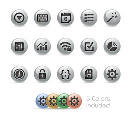 Naklejka premium Web and Mobile Icons 4 // Metal Round Series - Vector file includes 5 color versions. 