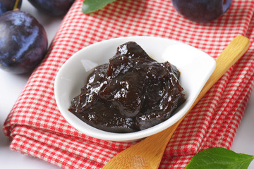 Bowl of plum jam