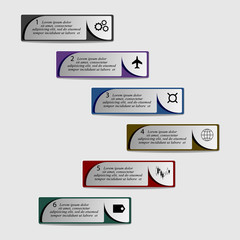 Colorful infographics template for business with 6 options or steps. Vector illustration can be used for infographic, banner, poster, web design, brochure, diagram, graph, presentation and chart