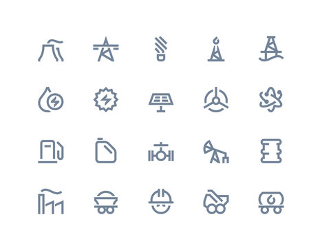 Petrol and power generation icons. Line series