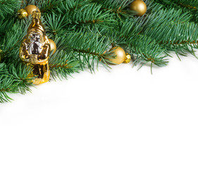 Weihnachtskarte, Tanne und Kugeln