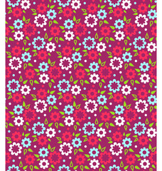 Bright Fun Abstract Seamless Pattern with Flowers