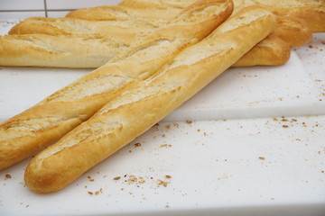 French baguettes baked