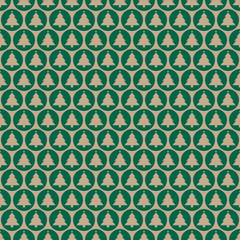 Seamless Pattern Brown Paper Christmas Trees Green