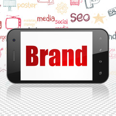Marketing concept: Smartphone with Brand on display